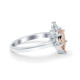 14K White Gold 1.5ct Teardrop Art Deco Pear 9mmx6mm G SI Natural Morganite Diamond Engagement Wedding Ring Size 6.5