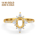 14K Yellow Gold 0.33ct Vintage Oval 8mmx6mm G SI Semi Mount Diamond Engagement Wedding Ring