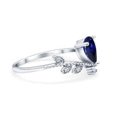 14K White Gold Pear Nano Blue Sapphire 0.77ct G SI Diamond Engagement Ring Size 6.5