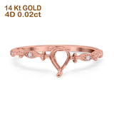 14K Rose Gold 0.02ct Teardrop Pear 7mmx5mm G SI Semi Mount Diamond Engagement Wedding Ring
