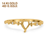 14K Yellow Gold 0.02ct Teardrop Pear 7mmx5mm G SI Semi Mount Diamond Engagement Wedding Ring