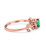 14K Rose Gold 0.87ct Round Nano Emerald G SI Diamond Engagement Ring Size 6.5