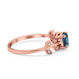 14K Rose Gold 0.87ct Round London Blue Topaz G SI Diamond Engagement Ring Size 6.5