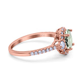 14K Rose Gold 1.68ct Oval Natural Green Amethyst G SI Diamond Engagement Ring Size 6.5