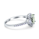 14K White Gold 1.68ct Oval Natural Green Amethyst G SI Diamond Engagement Ring Size 6.5