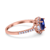 14K Rose Gold 1.68ct Oval Nano Blue Sapphire G SI Diamond Engagement Ring Size 6.5