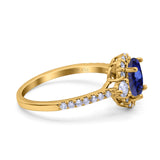 14K Yellow Gold 1.68ct Oval Nano Blue Sapphire G SI Diamond Engagement Ring Size 6.5