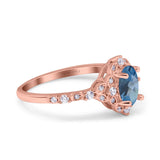 14K Rose Gold Oval London Blue Topaz 0.95ct G SI Diamond Engagement Ring Size 6.5