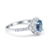 14K White Gold Oval London Blue Topaz 0.95ct G SI Diamond Engagement Ring Size 6.5