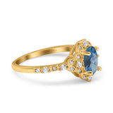 14K Yellow Gold Oval London Blue Topaz 0.95ct G SI Diamond Engagement Ring Size 6.5