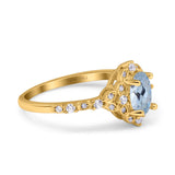 14K Yellow Gold Oval Natural Aquamarine 0.95ct G SI Diamond Engagement Ring Size 6.5