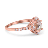 14K Rose Gold Oval Natural Morganite 0.95ct G SI Diamond Engagement Ring Size 6.5