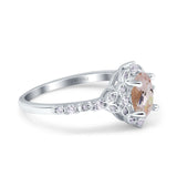14K White Gold Oval Natural Morganite 0.95ct G SI Diamond Engagement Ring Size 6.5