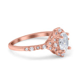 14K Rose Gold Oval Vintage Accent 8mmx6mm D VS2 GIA Certified 1.01ct Lab Grown CVD Diamond Engagement Wedding Ring Size 6.5