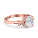 14K Rose Gold Oval Butterfly Accent 8mmx6mm D VS2 GIA Certified 1.01ct Lab Grown CVD Diamond Engagement Wedding Ring Size 6.5