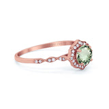 14K Rose Gold 0.99ct Round Petite Dainty 6mm G SI Natural Green Amethyst Diamond Engagement Wedding Ring Size 6.5