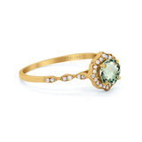 14K Yellow Gold 0.99ct Round Petite Dainty 6mm G SI Natural Green Amethyst Diamond Engagement Wedding Ring Size 6.5