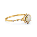 14K Yellow Gold 0.15ct Round Petite Dainty 6mm G SI Natural White Opal Diamond Engagement Wedding Ring Size 6.5