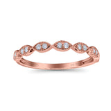 14K Rose Gold 0.15ct Round 2mm G SI Half Eternity Art Deco Band Diamond Engagement Wedding Ring