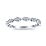 14K White Gold 0.15ct Round 2mm G SI Half Eternity Art Deco Band Diamond Engagement Wedding Ring
