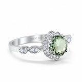 14K White Gold Round Natural Green Amethyst 1.44ct G SI Diamond Engagement Ring Size 6.5