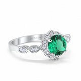 14K White Gold Round Nano Emerald 1.44ct G SI Diamond Engagement Ring Size 6.5