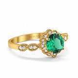 14K Yellow Gold Round Nano Emerald 1.44ct G SI Diamond Engagement Ring Size 6.5