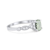 14K White Gold 1.4ct Oval Vintage Style 8mmx6mm G SI Natural Green Amethyst Diamond Engagement Wedding Ring Size 6.5