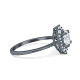 14K Black Gold Halo Vintage Round 6.5mm D VS1 GIA Certified 1.01ct Lab Grown CVD Diamond Engagement Wedding Ring