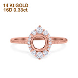 14K Rose Gold 0.33ct Halo Vintage Round 7mm G SI Semi Mount Diamond Engagement Wedding Ring