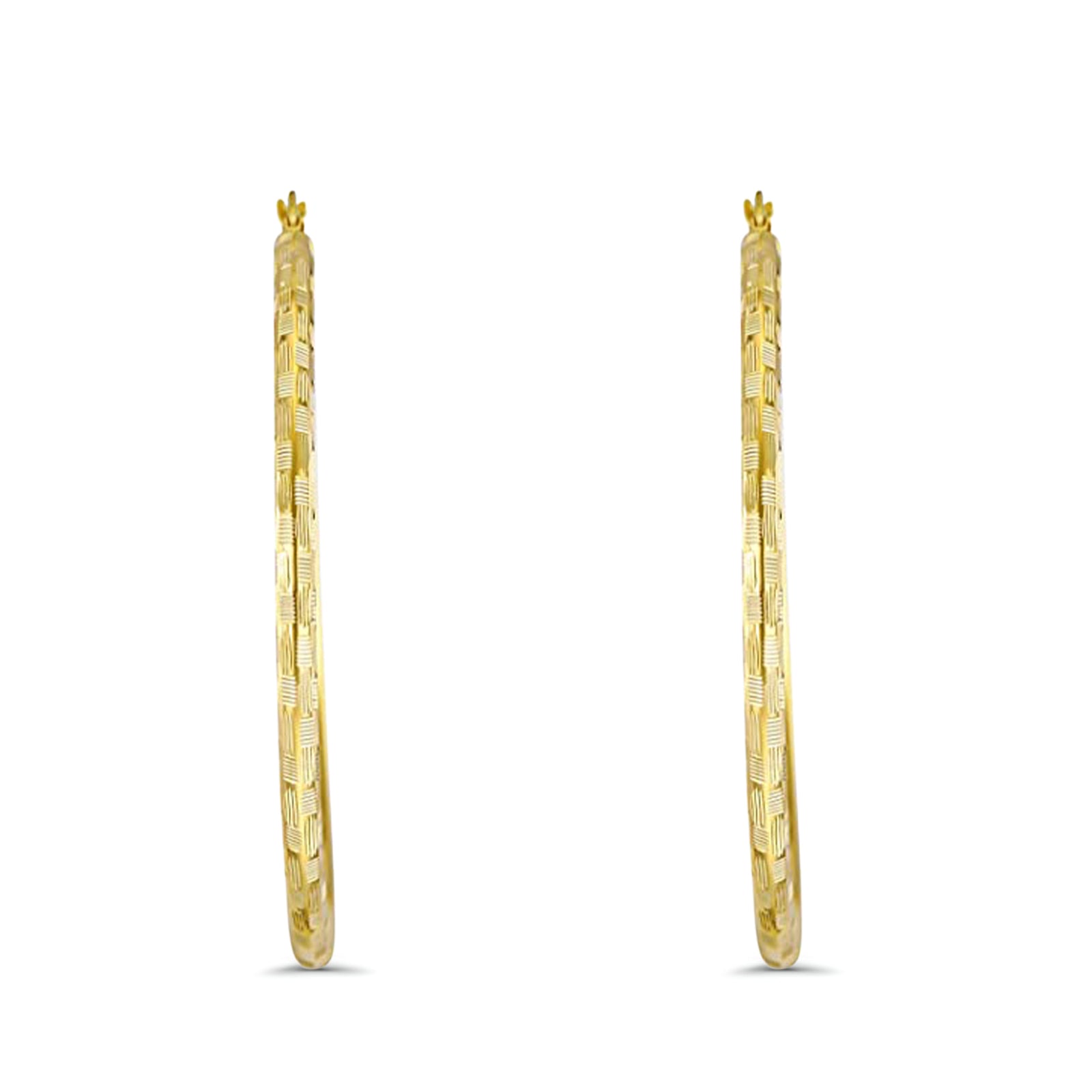 3mm X 60mm Large Diamond Cut Shiny Round Hoop Earrings 3mm X 60mm Large Diamond Cut Shiny Round Hoop Earrings