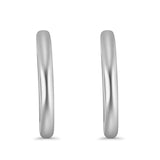 14K White Gold Round Hoop Huggie Earrings - 3 Different Size Available, Best Birthday Gift for Her