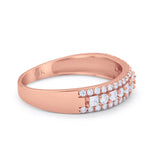 14K Rose Gold Art Deco Half Eternity Band Round Wedding Engagement Ring Simulated CZ Size-7