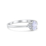 14K White Gold Art Deco Oval Engagement Wedding Ring Round Simulated Cubic Zirconia