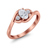 14K Rose Gold Oval Bridal Wedding Engagement Ring Simulated CZ Size-7