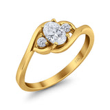 14K Yellow Gold Oval Bridal Wedding Engagement Ring Simulated CZ Size-7