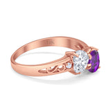 14K Rose Gold Double Heart Ring Bridal Wedding Engagement Ring Simulated CZ Size-7