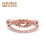 14K Rose Gold 0.21ct Round 6mm G SI Semi Mount Diamond Engagement Bridal Wedding Ring