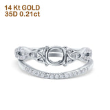 14K White Gold 0.21ct Round 6mm G SI Semi Mount Diamond Engagement Bridal Wedding Ring