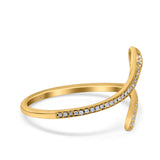 14K Yellow Gold Round Petite Dainty Snake Eternity Simulated CZ Wedding Engagement Ring