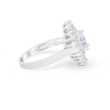 14K White Gold Vintage Oval Halo Bridal Wedding Engagement Ring Simulated CZ Size-7