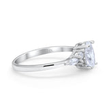 14K White Gold Art Deco Oval Wedding Ring Marquise Simulated Cubic Zirconia