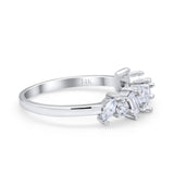 14K White Gold Art Deco Wedding Ring Baguette Eternity Simulated Cubic Zirconia Size-7