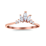 14K Rose Gold Engagement Rings Band Marquise Round Simulated Cubic Zirconia