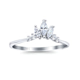 14K White Gold Engagement Rings Band Marquise Round Simulated Cubic Zirconia
