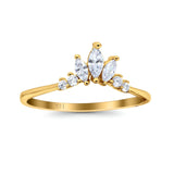 14K Yellow Gold Engagement Rings Band Marquise Round Simulated Cubic Zirconia