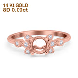 14K Rose Gold 0.09ct Round 7mm G SI Semi Mount Diamond Engagement Wedding Ring Size 6.5