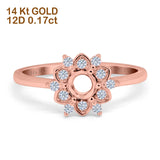 14K Rose Gold 0.17ct Round 6mm G SI Semi Mount Diamond Engagement Wedding Ring