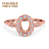 14K Rose Gold 0.14ct Oval 7mmx5mm G SI Semi Mount Diamond Engagement Wedding Ring