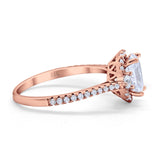 14K Rose Gold Oval Engagement Ring Round Simulated Cubic Zirconia Size-7